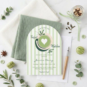 Invitación Dulce Ella Encontró Sus Rayas de Matcha Desayuno N