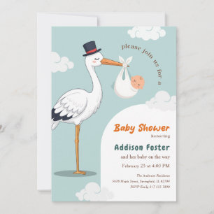 Invitación Dulce entrega especial de cigüeña chico Baby Showe