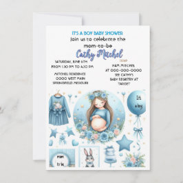 Invitación Dulce Es una Fiesta de Baby Shower Azul para Niño