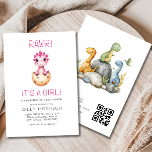 Invitación Dulce Es una Niña Dulce Cumpleaños de Dinosaurio