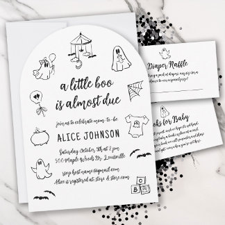 Invitación Dulce Espeluznante Un Pequeño Boo Está en Camino B