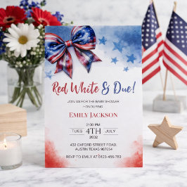 Invitación Dulce espera para el 4 de julio con lazo rojo, bla