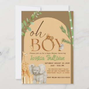 Invitación Dulce Espera Safari Animal Tonos Terrosos Niño