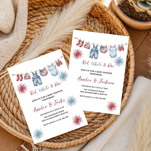 Invitación Dulce espera tema Rojo Blanco 4 de Julio Baby Show (Subido por el creador)