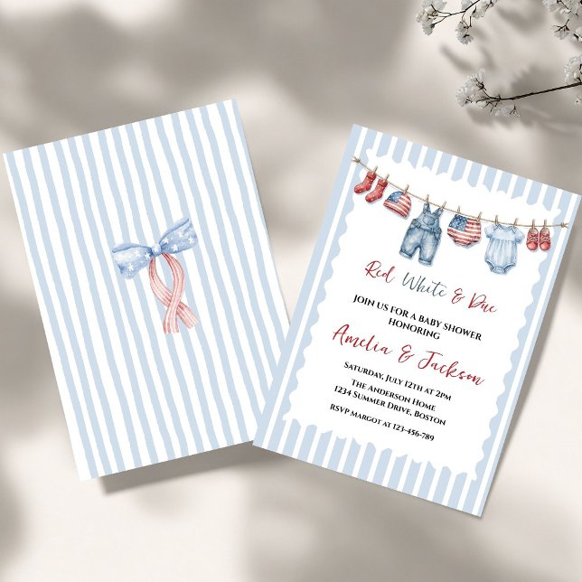 Invitación Dulce espera tema Rojo Blanco 4 de Julio Baby Show (Subido por el creador)
