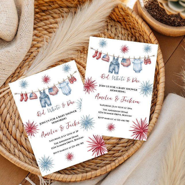 Invitación Dulce espera tema rojo blanco y 4 de julio  (Subido por el creador)