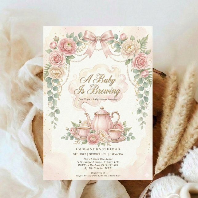 Invitación Dulce está preparando un Té Floral Rosado para la  (Subido por el creador)