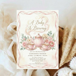 Invitación Dulce Estar Brewing Té Floral de Shower de Bebé Ro