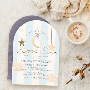 Invitación Dulce Estrellita Rayas Azules Niño Baby Shower