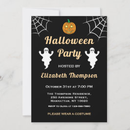 Invitación Dulce Fantasma Calabaza Telaraña Diversión Fiesta 