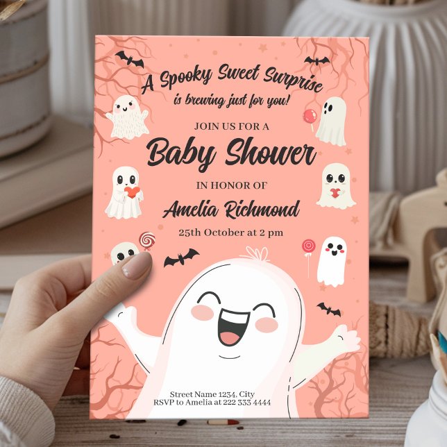 Invitación Dulce fantasma de Baby Shower de Halloween (Subido por el creador)