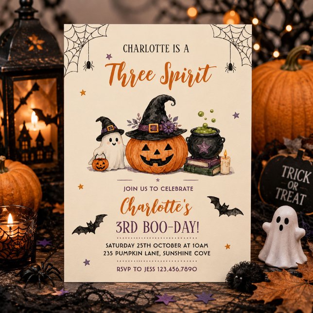 Invitación Dulce Fantasma de Halloween de Tres Espíritus Cump (Subido por el creador)