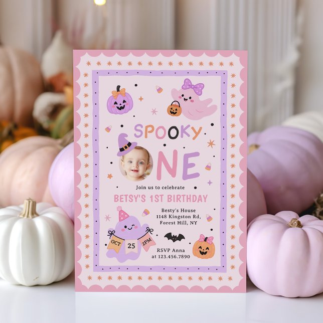 Invitación Dulce Fantasma de Halloween por el Primer Cumpleañ (Subido por el creador)