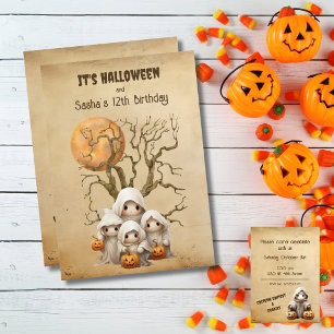 Invitación Dulce Fantasma Espeluznante Truco o Truco Familiar