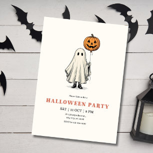 Invitación Dulce Fantasma Fiesta de Halloween Globo de Calaba