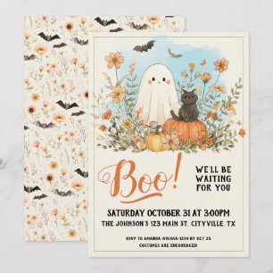 Invitación Dulce Fantasma Floral Halloween