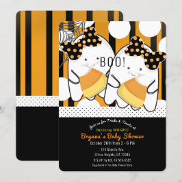 Invitación Dulce Fantasma Gemelas Niñas Cumpleaños de Hallowe