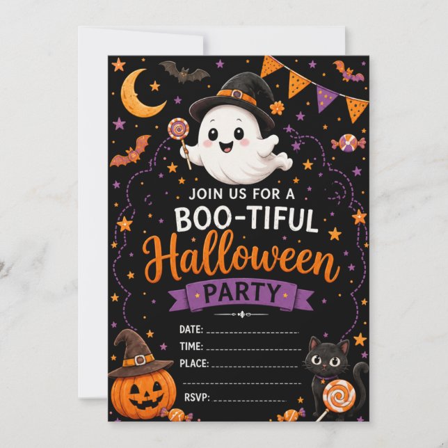 Invitación Dulce Fantasma Halloween (Anverso)