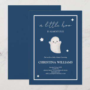 Invitación Dulce Fantasma Un Poco Boo Azul Marino Baby Shower