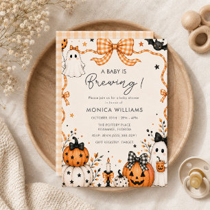 Invitación Dulce Fantasma y Calabaza Baby Shower de Halloween