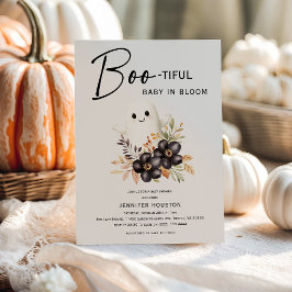 Invitación Dulce Fantasma y Fiesta de Bebé de Halloween Flora