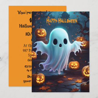 Invitación Dulce Fantasmita y Calabazas Espeluznantes