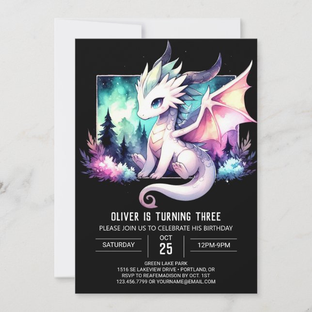 Invitación Dulce feliz cumpleaños del dragón (Anverso)