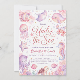 Invitación Dulce Fiesta Bajo el Mar Animales del Océano Baby