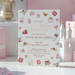 Invitación Dulce Fiesta de Agua de Postre de Cereza Dulce Acu