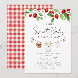 Invitación Dulce Fiesta de Baby Shower de Fresa 