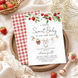 Invitación Dulce Fiesta de Baby Shower de Fresa