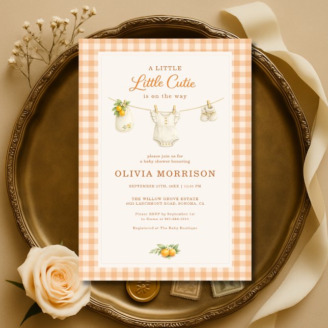 Invitación Dulce Fiesta de Baby Shower de Little Cutie con Cu (Subido por el creador)