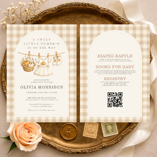 Invitación Dulce fiesta de Baby Shower de niña con cuadros de