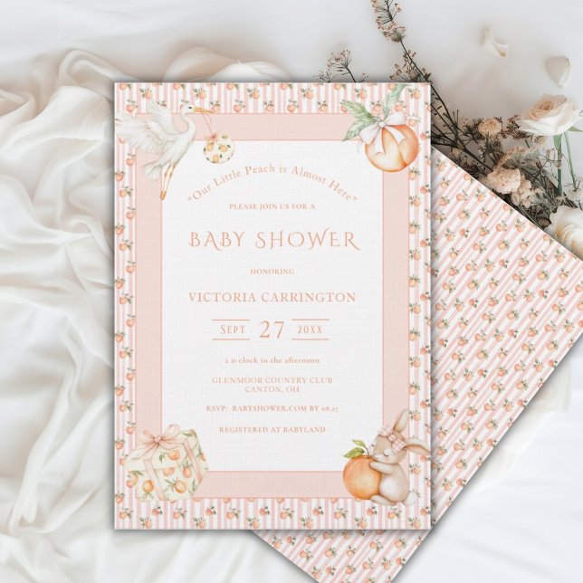 Invitación Dulce Fiesta de Baby Shower de Pequeña Melocotón (Subido por el creador)