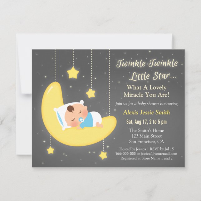 Invitación Dulce Fiesta de Baby Shower de Twinkle Twinkle Lit (Anverso)