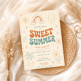 Invitación Dulce fiesta de baby shower de verano retro Pastel