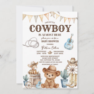 Invitación Dulce Fiesta de Baby Shower del Vaquero del Oeste
