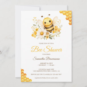 Invitación Dulce Fiesta de Bebé Abeja de Miel