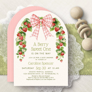 Invitación Dulce Fiesta de Bebé Arco de Fresa
