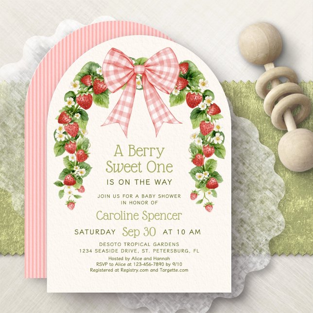Invitación Dulce Fiesta de Bebé Arco de Fresa (Subido por el creador)