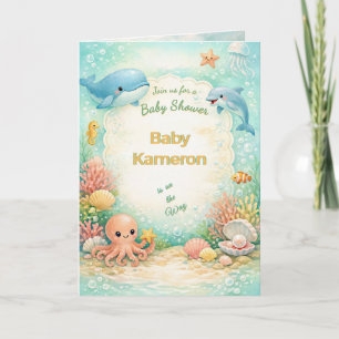 Invitación Dulce Fiesta de Bebé Bajo el Mar Océano Neutral