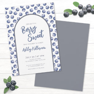 Invitación Dulce Fiesta de Bebé Blueberry Berry