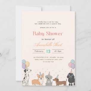 Invitación Dulce Fiesta de Bebé con Perritos Adorables