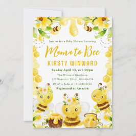Invitación Dulce fiesta de bebé de abejas melíferas florales 