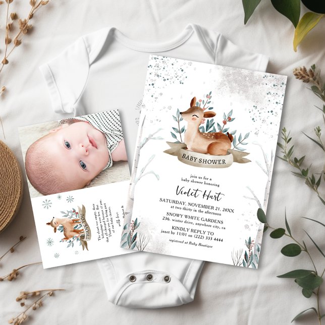 Invitación Dulce Fiesta de Bebé de Ciervo de Invierno (Subido por el creador)