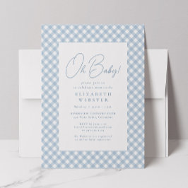 Invitación Dulce fiesta de bebé de cuadros azules simple