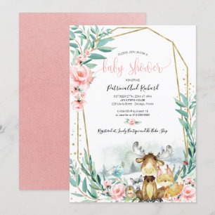 Invitación Dulce Fiesta de Bebé de Flora y Verdor del Bosque 