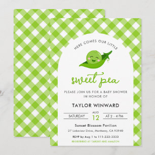 Invitación Dulce Fiesta de Bebé de Gingham Verde