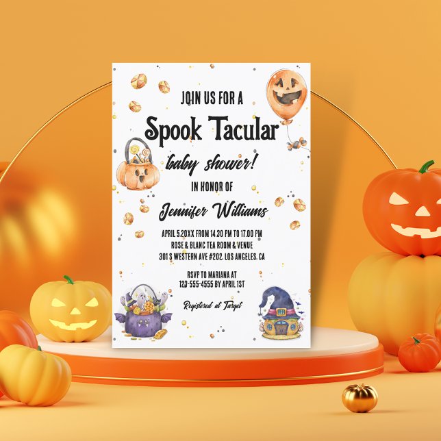 Invitación Dulce Fiesta de Bebé de Halloween con Acuarela Esp (Subido por el creador)
