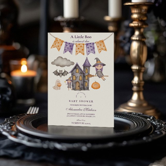 Invitación Dulce Fiesta de Bebé de Halloween Morado (Subido por el creador)